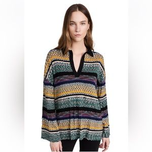 Missoni Striped Relaxed-Fit Polo Knit, Size M